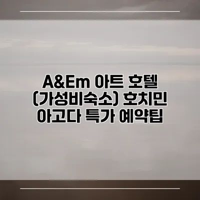 A&Em 아트 호텔 (가성비숙소) 호치민 아고다 특가 예약팁