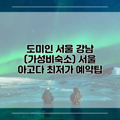도미인 서울 강남 (가성비숙소) 서울 아고다 최저가 예약팁