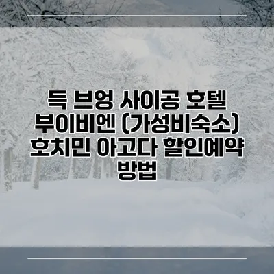 득 브엉 사이공 호텔 부이비엔 (가성비숙소) 호치민 아고다 할인예약 방법