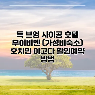 득 브엉 사이공 호텔 부이비엔 (가성비숙소) 호치민 아고다 할인예약 방법
