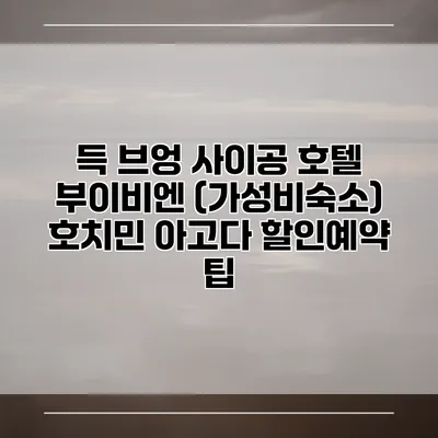 득 브엉 사이공 호텔 부이비엔 (가성비숙소) 호치민 아고다 할인예약 팁