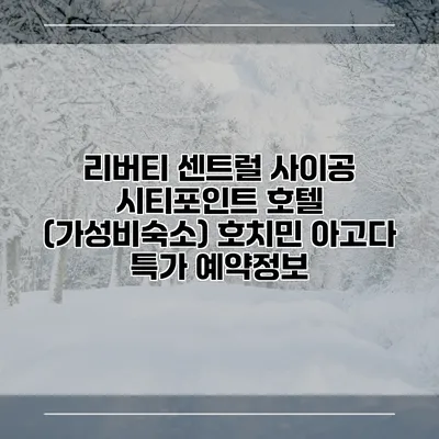 리버티 센트럴 사이공 시티포인트 호텔 (가성비숙소) 호치민 아고다 특가 예약정보