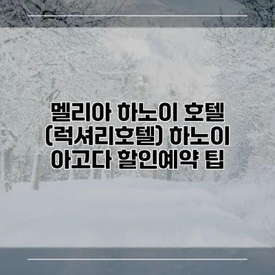 멜리아 하노이 호텔 (럭셔리호텔) 하노이 아고다 할인예약 팁