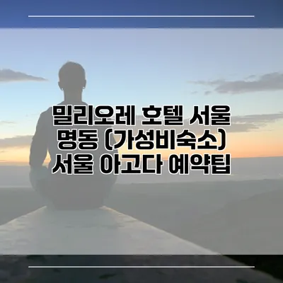 밀리오레 호텔 서울 명동 (가성비숙소) 서울 아고다 예약팁