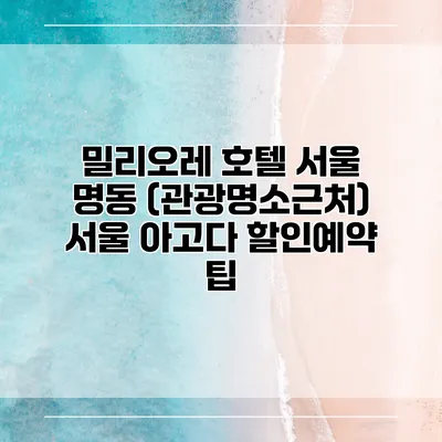 밀리오레 호텔 서울 명동 (관광명소근처) 서울 아고다 할인예약 팁