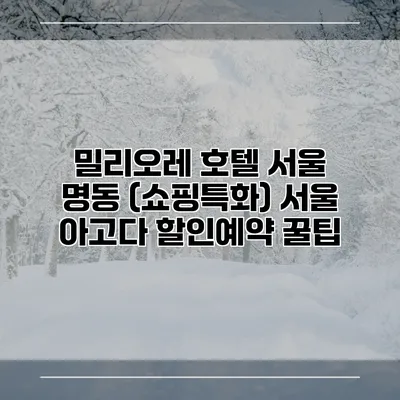 밀리오레 호텔 서울 명동 (쇼핑특화) 서울 아고다 할인예약 꿀팁