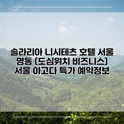 솔라리아 니시테츠 호텔 서울 명동 (도심위치 비즈니스) 서울 아고다 특가 예약정보