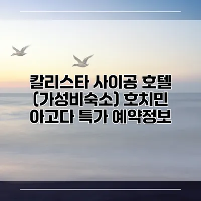 칼리스타 사이공 호텔 (가성비숙소) 호치민 아고다 특가 예약정보