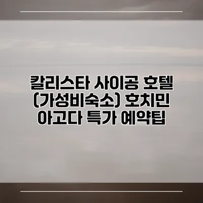 칼리스타 사이공 호텔 (가성비숙소) 호치민 아고다 특가 예약팁
