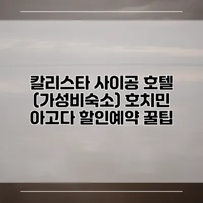 칼리스타 사이공 호텔 (가성비숙소) 호치민 아고다 할인예약 꿀팁