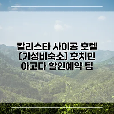 칼리스타 사이공 호텔 (가성비숙소) 호치민 아고다 할인예약 팁