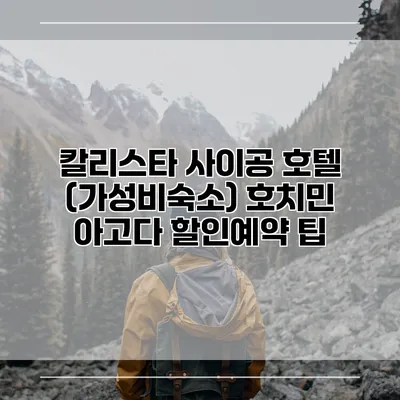 칼리스타 사이공 호텔 (가성비숙소) 호치민 아고다 할인예약 팁
