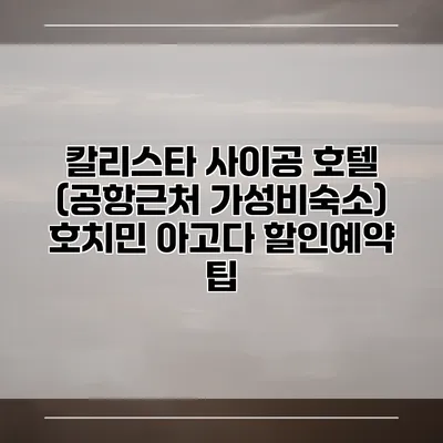 칼리스타 사이공 호텔 (공항근처 가성비숙소) 호치민 아고다 할인예약 팁