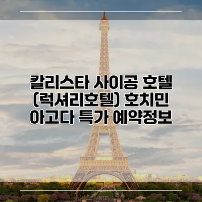 칼리스타 사이공 호텔 (럭셔리호텔) 호치민 아고다 특가 예약정보
