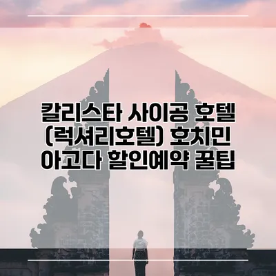 칼리스타 사이공 호텔 (럭셔리호텔) 호치민 아고다 할인예약 꿀팁