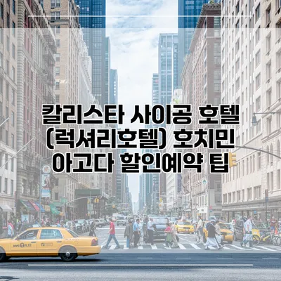 칼리스타 사이공 호텔 (럭셔리호텔) 호치민 아고다 할인예약 팁