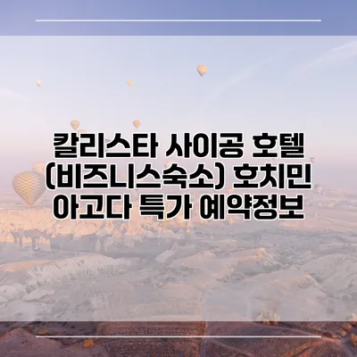 칼리스타 사이공 호텔 (비즈니스숙소) 호치민 아고다 특가 예약정보