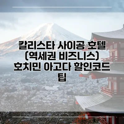 칼리스타 사이공 호텔 (역세권 비즈니스) 호치민 아고다 할인코드 팁