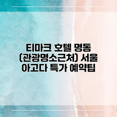 티마크 호텔 명동 (관광명소근처) 서울 아고다 특가 예약팁