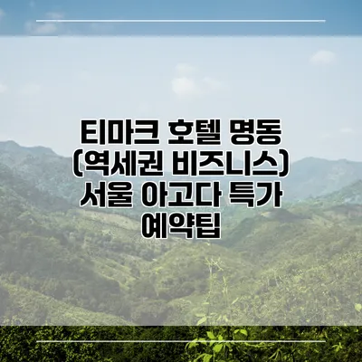 티마크 호텔 명동 (역세권 비즈니스) 서울 아고다 특가 예약팁