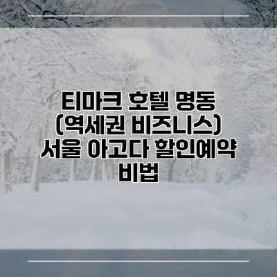 티마크 호텔 명동 (역세권 비즈니스) 서울 아고다 할인예약 비법