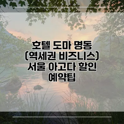 호텔 도마 명동 (역세권 비즈니스) 서울 아고다 할인 예약팁