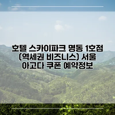 호텔 스카이파크 명동 1호점 (역세권 비즈니스) 서울 아고다 쿠폰 예약정보