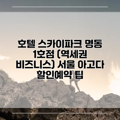 호텔 스카이파크 명동 1호점 (역세권 비즈니스) 서울 아고다 할인예약 팁