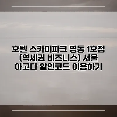 호텔 스카이파크 명동 1호점 (역세권 비즈니스) 서울 아고다 할인코드 이용하기