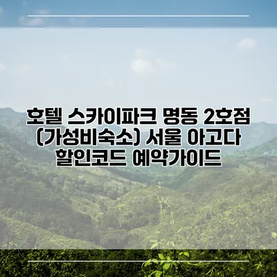 호텔 스카이파크 명동 2호점 (가성비숙소) 서울 아고다 할인코드 예약가이드