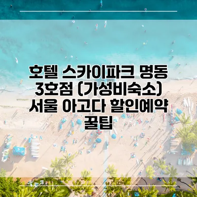 호텔 스카이파크 명동 3호점 (가성비숙소) 서울 아고다 할인예약 꿀팁