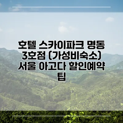 호텔 스카이파크 명동 3호점 (가성비숙소) 서울 아고다 할인예약 팁