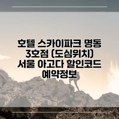 호텔 스카이파크 명동 3호점 (도심위치) 서울 아고다 할인코드 예약정보
