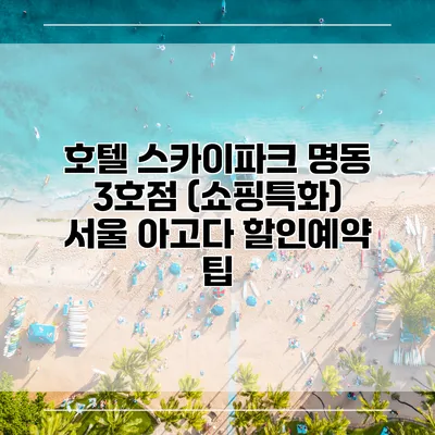 호텔 스카이파크 명동 3호점 (쇼핑특화) 서울 아고다 할인예약 팁