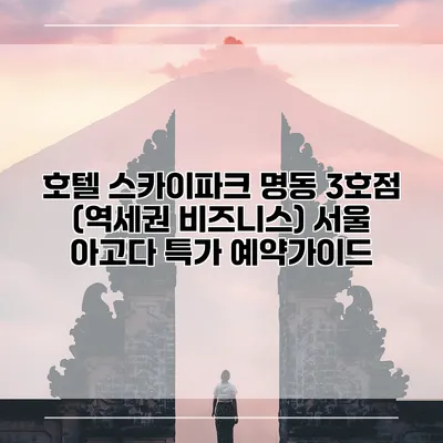 호텔 스카이파크 명동 3호점 (역세권 비즈니스) 서울 아고다 특가 예약가이드