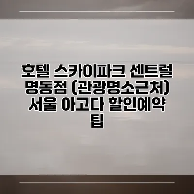 호텔 스카이파크 센트럴 명동점 (관광명소근처) 서울 아고다 할인예약 팁
