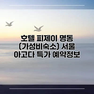호텔 피제이 명동 (가성비숙소) 서울 아고다 특가 예약정보