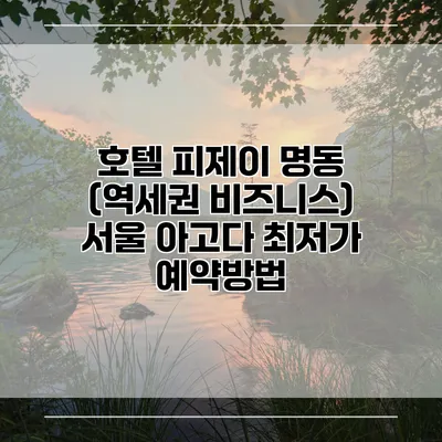 호텔 피제이 명동 (역세권 비즈니스) 서울 아고다 최저가 예약방법